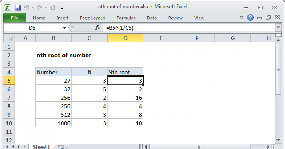 nth-root-of-number-excel-formula-exceljet